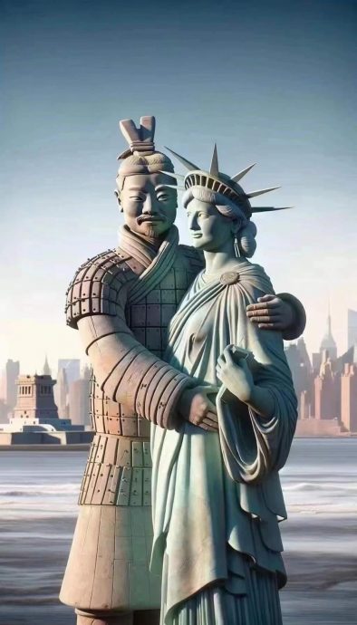 视频|反映“习拜会”后中美关系  “兵马俑搂抱女神”