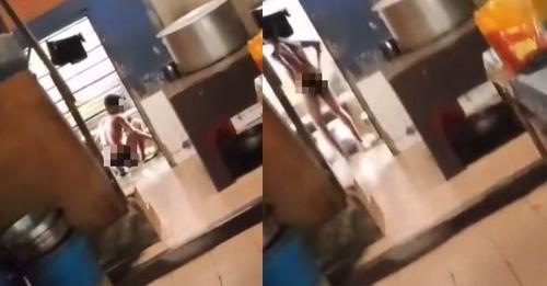 视频|餐馆员工脱剩内裤在厨房 “太热？合卫生吗？”