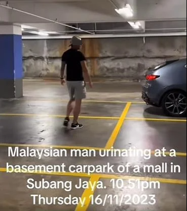 贪方便在地下停车场墙柱旁小便 华裔男子遭网络公审