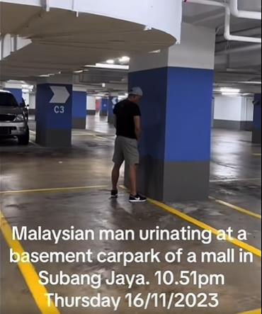 贪方便在地下停车场墙柱旁小便 华裔男子遭网络公审