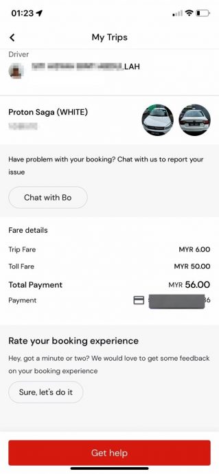 车费RM6过路费RM50！乘客：司机没到已被收费