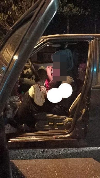 (大北马)一家4口包括刚出生4天的婴儿与父母哥哥睡车
