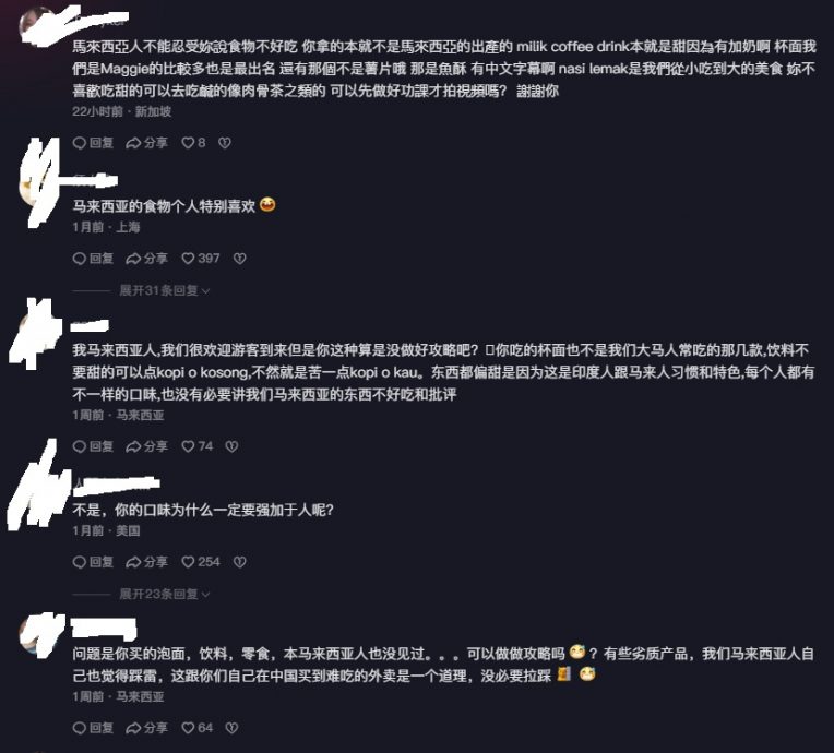  “连椰浆饭薯片都甜 贼难吃”  中国女子吐槽大马食物惹议