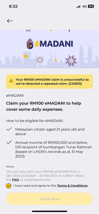 年收入少过10万 没领援助金 网民:为何RM100电子现金被拒/