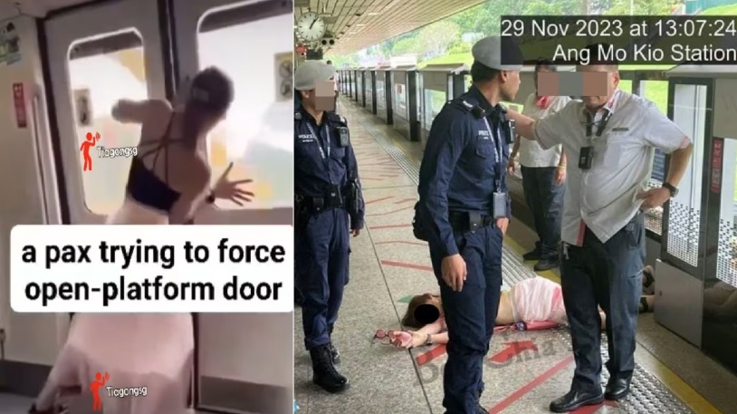 (已签发)柔:狮城二三事:尝试掰开和阻地铁关门 异性装扮男子被警带走