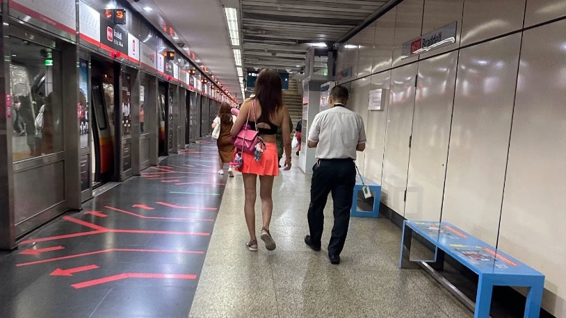 （已签发）柔：狮城二三事：尝试掰开和阻地铁关门  异性装扮男子被警带走