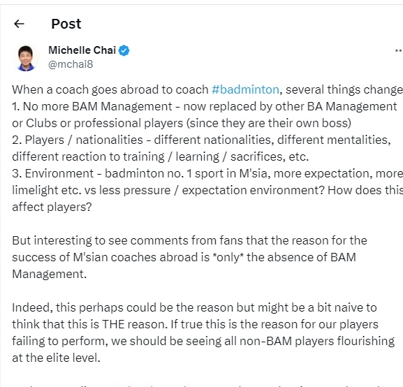 回应大马教练为何屡在国外发光 蔡翰晶:三方面出现变化