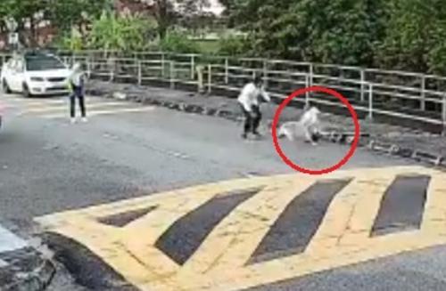 好可怕!狗狗猛追攻击 女孩两次摔地