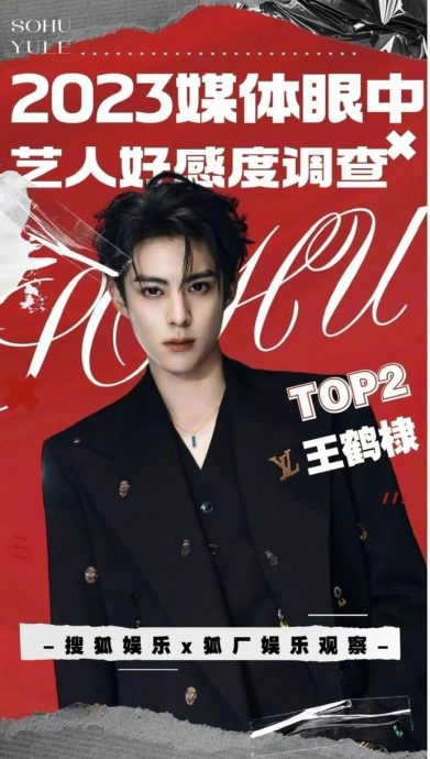 媒体眼中艺人好感度调查 杨紫王鹤棣白鹿入榜前3