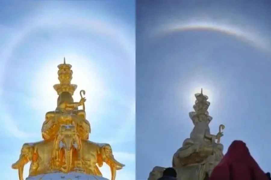 峨眉山现“佛光普照”奇景! 游客叹为观止