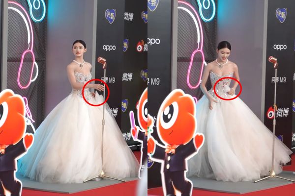 林允走红毯裙子崩开 险走光机灵反应网狂赞