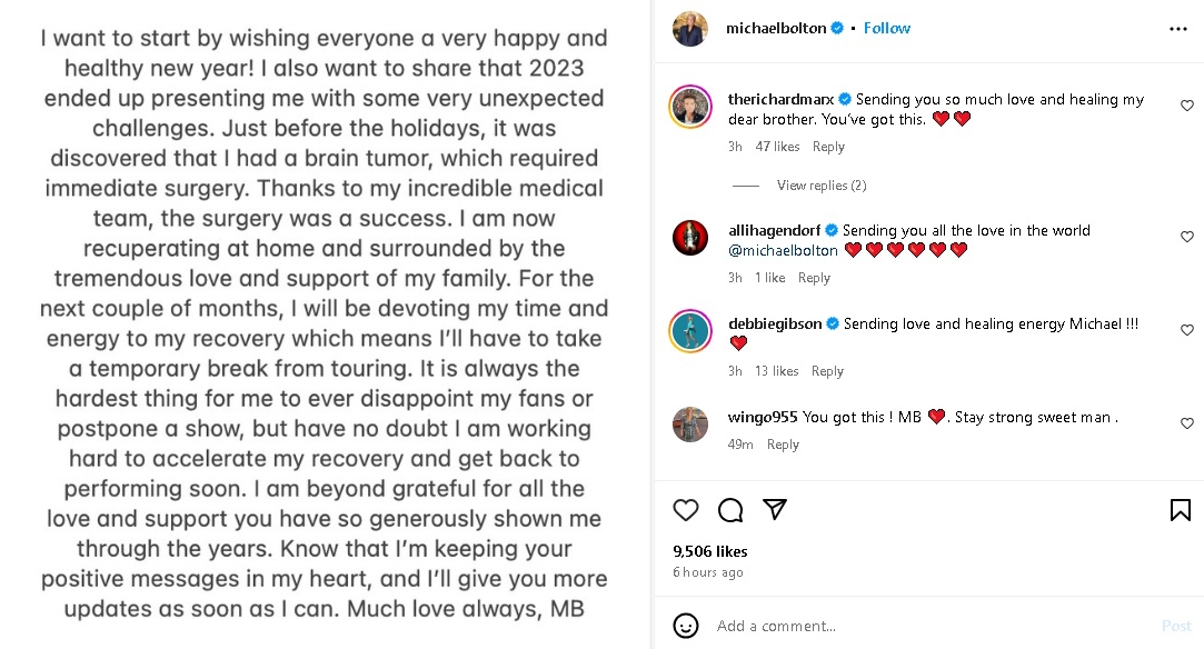 麦可波顿罹患脑瘤 手术后取消巡唱休养