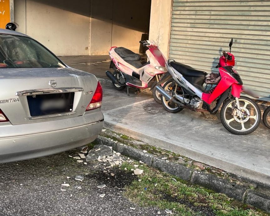 (古城第二版主文)郑和将军组屋A座墙面剥落砸中轿车