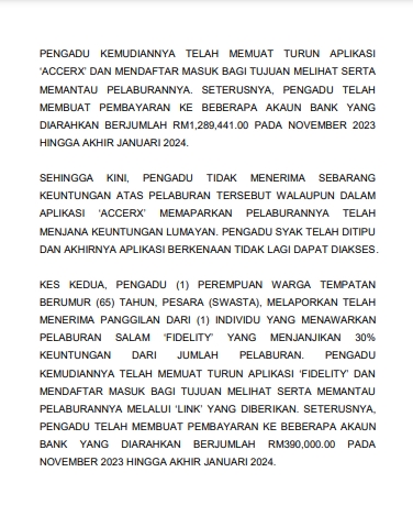 2乐龄人士坠投资骗局 损失168万令吉