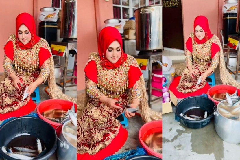 炫耀妻子盛装做菜好贤惠 网歪楼：她㓥鱼技巧好熟练！