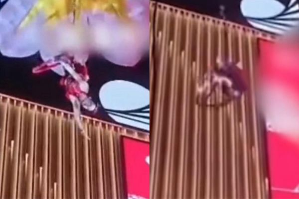 空中环女表演者从高空坠落当场摔死 目击者:无防护