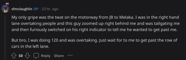 英国游客自驾游赞大马司机“很有耐心且没路霸”