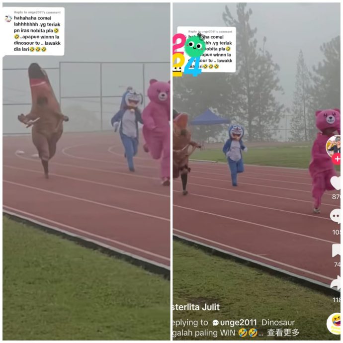 视频|“哆啦A梦”“霸王龙”赛跑 网民逗乐：“大雄”赢了！