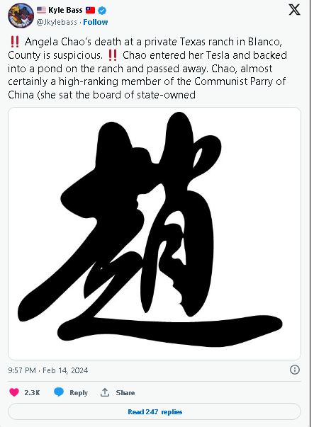 赵小兰胞妹车祸猝逝！消息人士：驾特斯拉坠入池塘溺毙