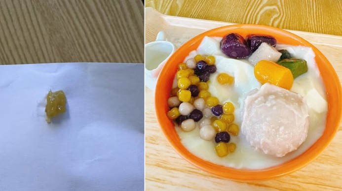 *已签发*柔:狮城二三事:男子惊见甜品里藏针 甜品店公开道歉