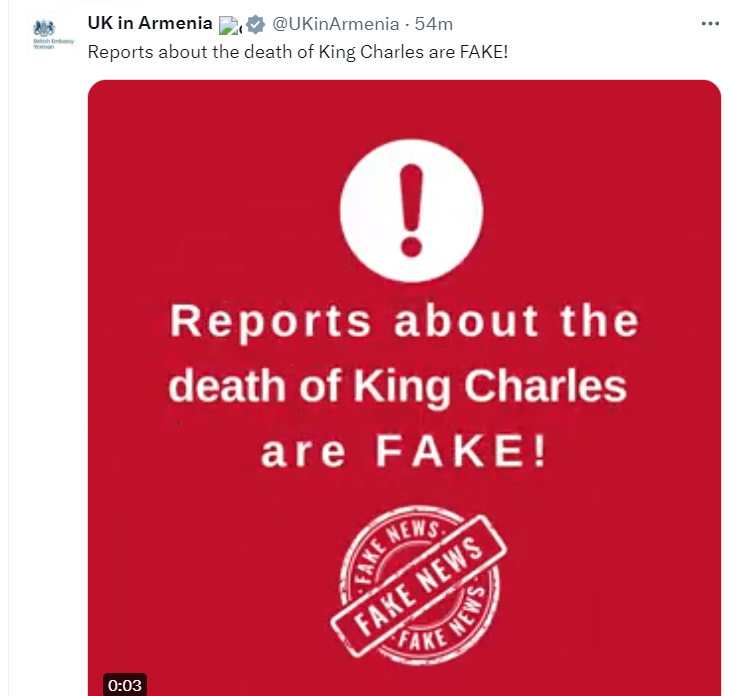 白金汉宫：英国王去世为谣言