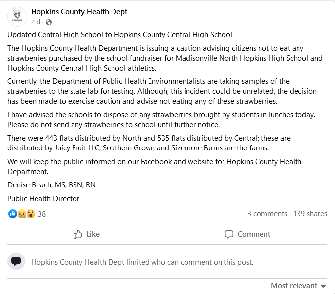 美8岁男童吃草莓“隔天身亡”! 当局呼吁:请勿食用