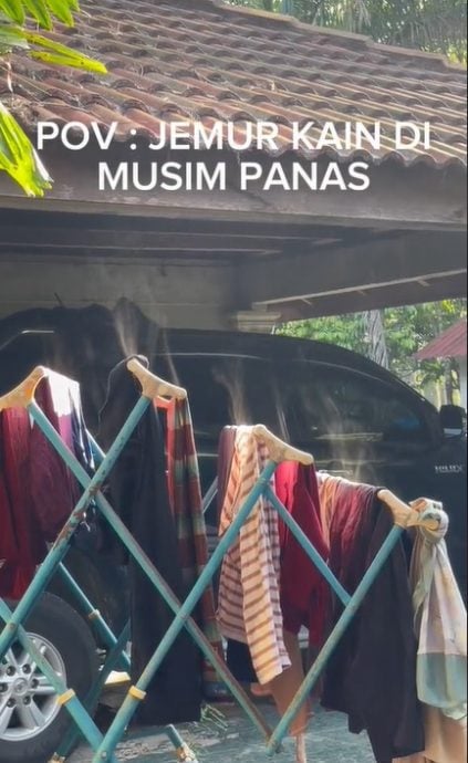 酷暑晒衣竟冒出白烟 网民:热到衣服魂魄都跑出来!