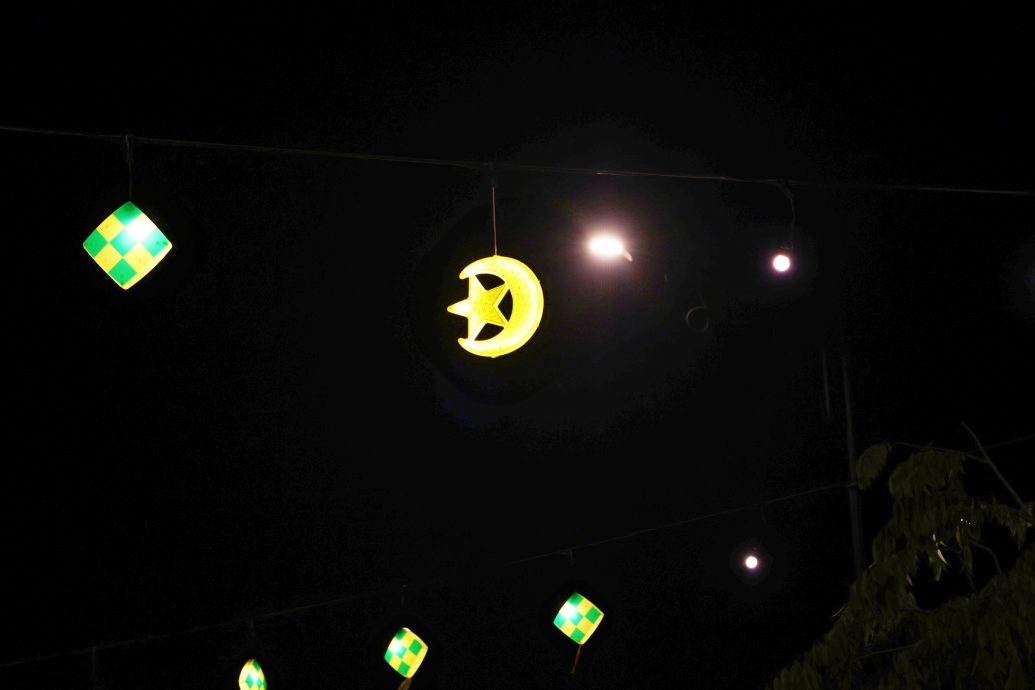 三大种族居民住宅区挂灯饰过佳节