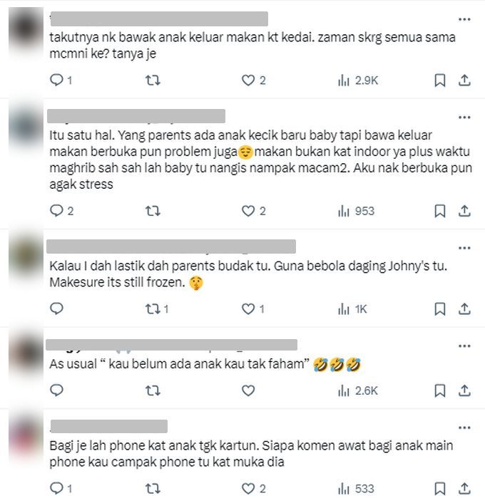 任孩子餐馆尖叫扔餐具 女子骂:不适合当父母!