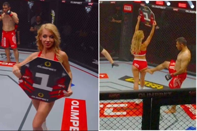 擂台脚贱“踢举牌女郎屁屁”　他第一场MMA就被围殴又终身禁赛