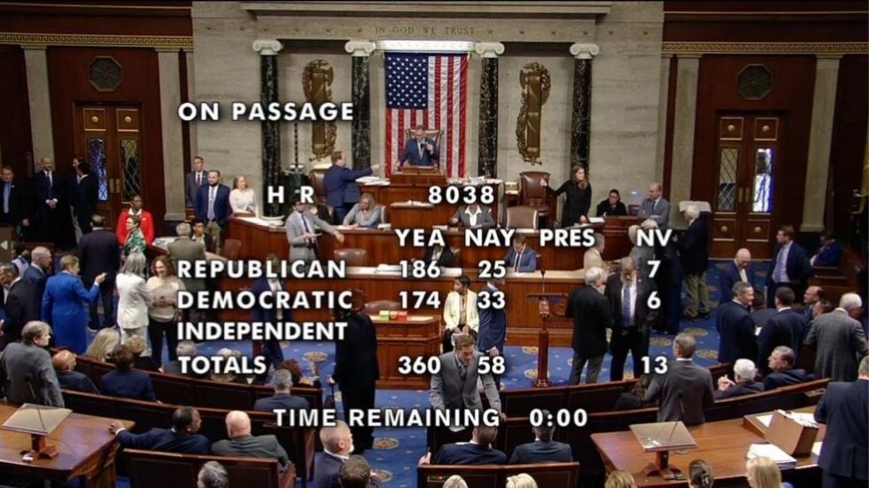 美国会众议院压倒性通过法案 限期TikTok脱离母公司