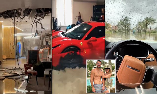 迪拜淹水超跑被冲走在路上漂 香奈儿泡水、豪宅惊现瀑布