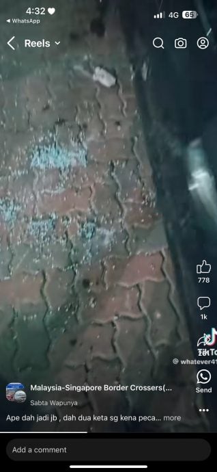 (已签发)柔:逛市集不足1小时车窗被打爆,狮城男拍视频控诉遭遇