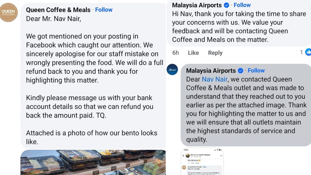 KLIA两份椰浆饭RM63 顾客投诉商家全额退款