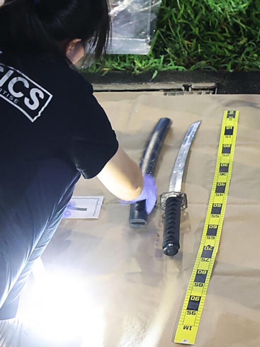 *已签发* 柔:狮城二三事:轿车逃追捕撞灯柱 男司机弃车逃 女乘客被捕