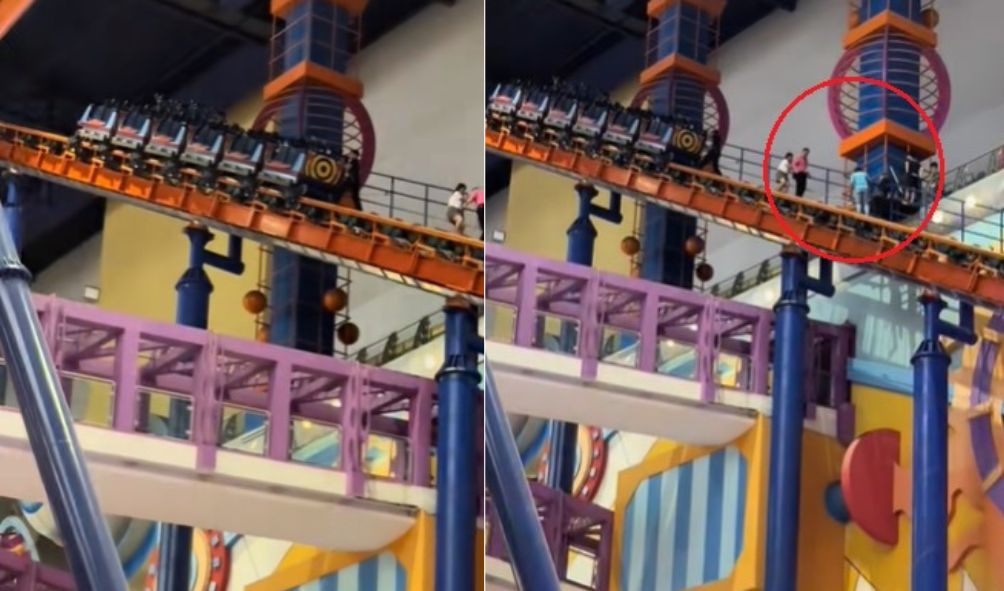 惊险!过山车突故障停在半空中 乘客被迫走下轨道撤离