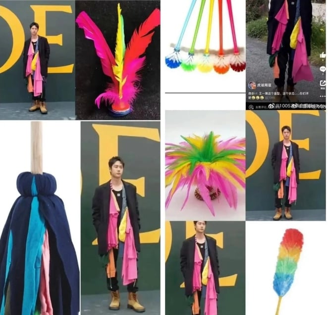 王一博亮相巴黎时装周 五彩大衣被嘲像鸡毛撢子
