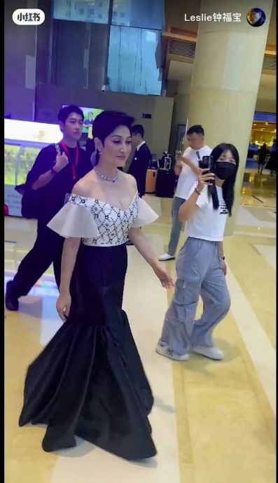 陈法蓉裙摆被踩险走光 吓得失控尖叫