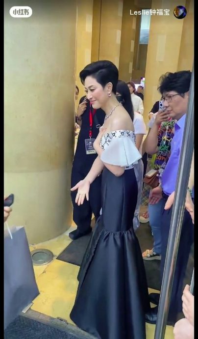 陈法蓉裙摆被踩险走光 吓得失控尖叫