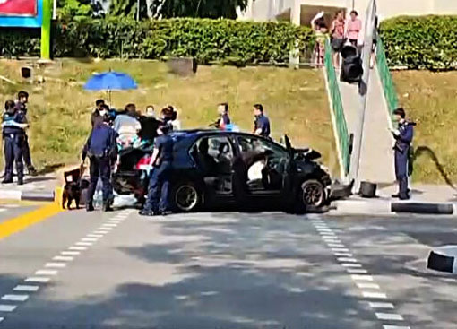 *已签发* 柔:狮城二三事:逃追捕撞灯柱 2毒男落网