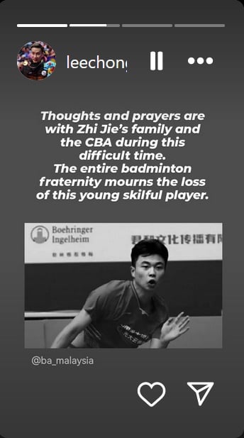 张志杰猝死事件| “应审视选手赛程安排”  李宗伟：世羽联需改进医疗