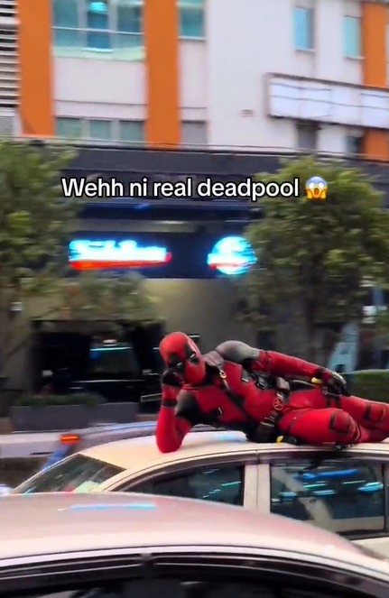 死侍躺迈薇车顶兜风 网民:金刚狼在哪里?