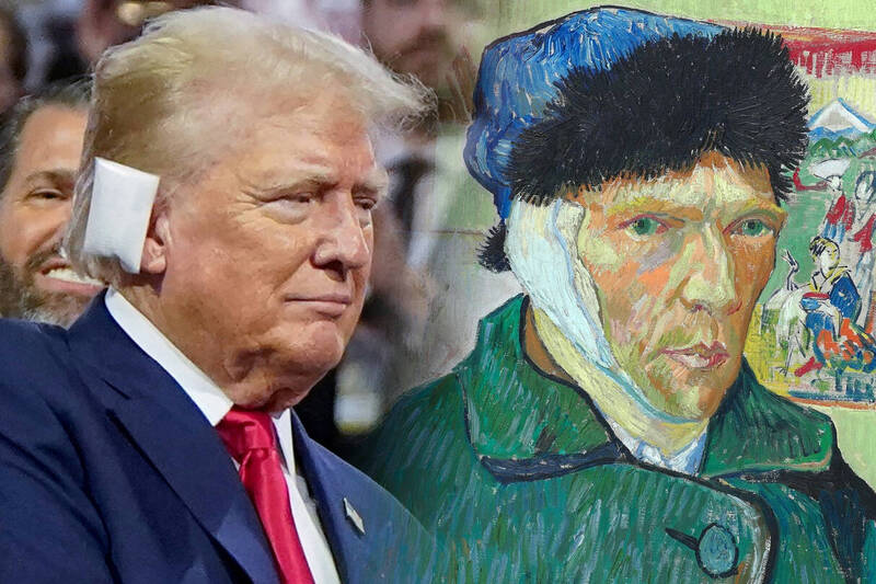 特朗普“右耳包纱布”现身共和党全代会撞脸梵谷!网笑翻疯传