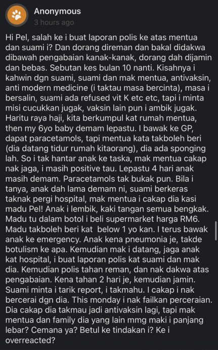 阻孙儿吃药 喂蜂蜜致红肿 反疫苗家婆遭媳妇报警起诉