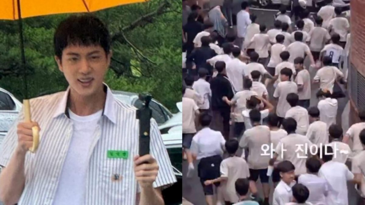  Jin回母校掀学弟们疯狂追星　全校暴动上演《尸杀列车》场面	