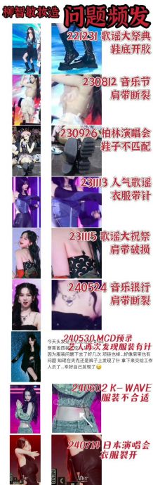 Karina演出中途衣服侧边裂开 急用手紧抓险走光