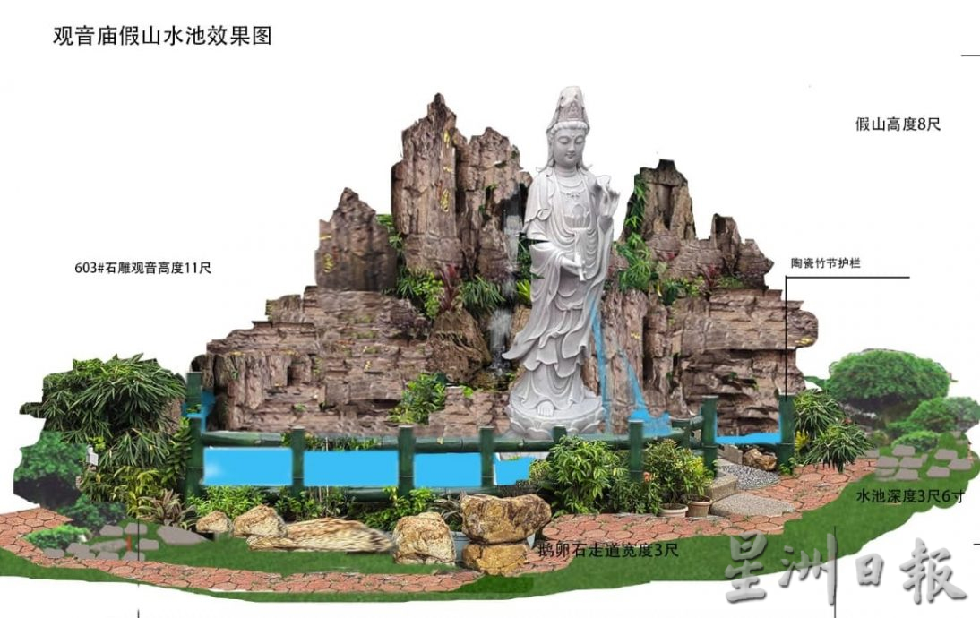 NS晏斗:瓜拉沙花观音庙许愿池动土礼,开路法师主持洒净仪式