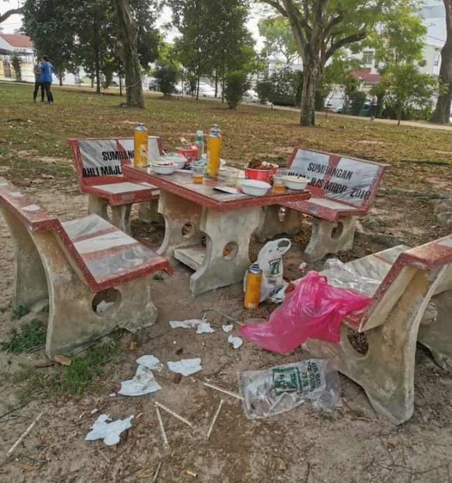 第6版主文(大北马)公园桌椅堆满垃圾 陈汇萍发出感叹