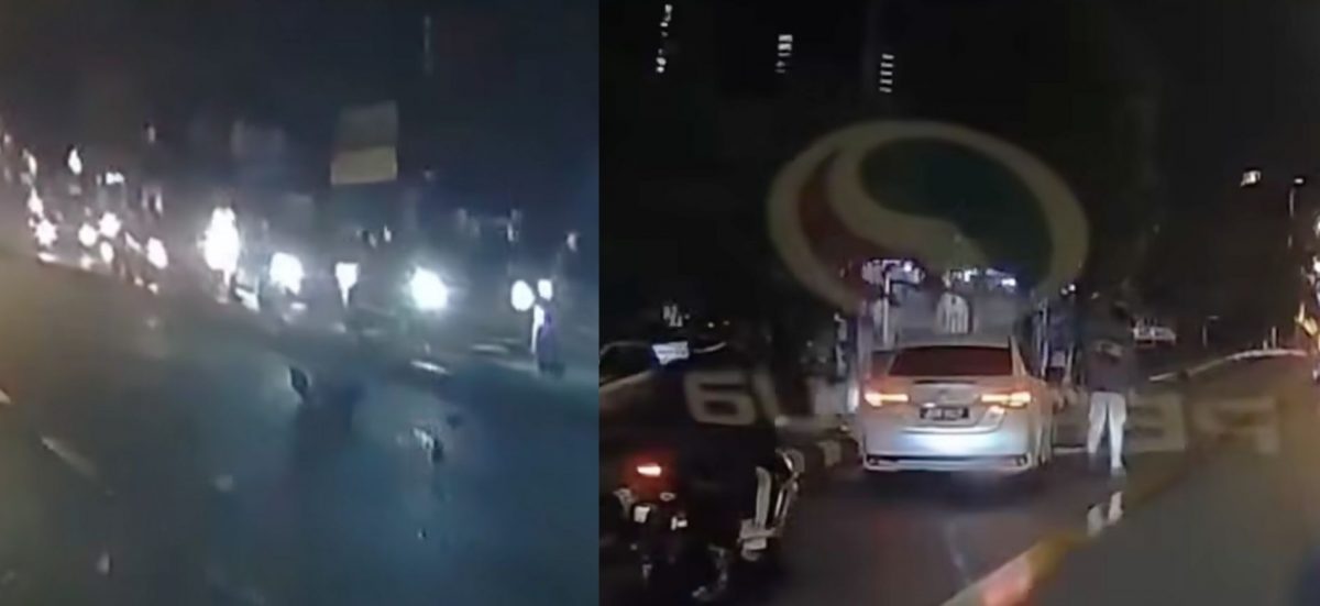 视频|粗心还是没耐心?司机雨夜直撞安全岛 汽车弹飞落地保险杠也脱落