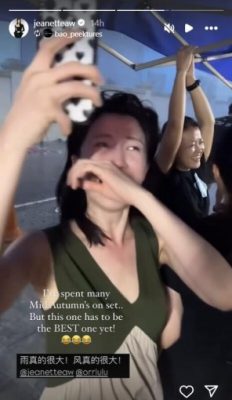 (已签发)柔:狮城二三事:新山拍戏逢狂风暴雨 欧萱紧抓帐篷躲雨